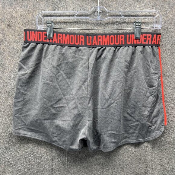 Under Armour Shorts Womens Large Gray Red HeatGear Loose Athletic Running - Picture 2 of 10